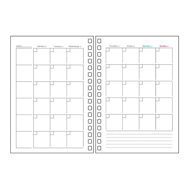 オープンリングノート＜適合リーフ＞日付フリーマンスリー Ａ６