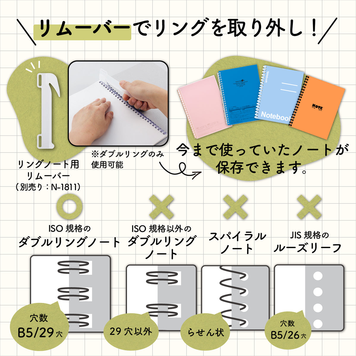 ボス　ノート リングノート保存用ファイル セミB5